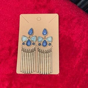 Blue and Bronze Dangle Earrings. (E-2)